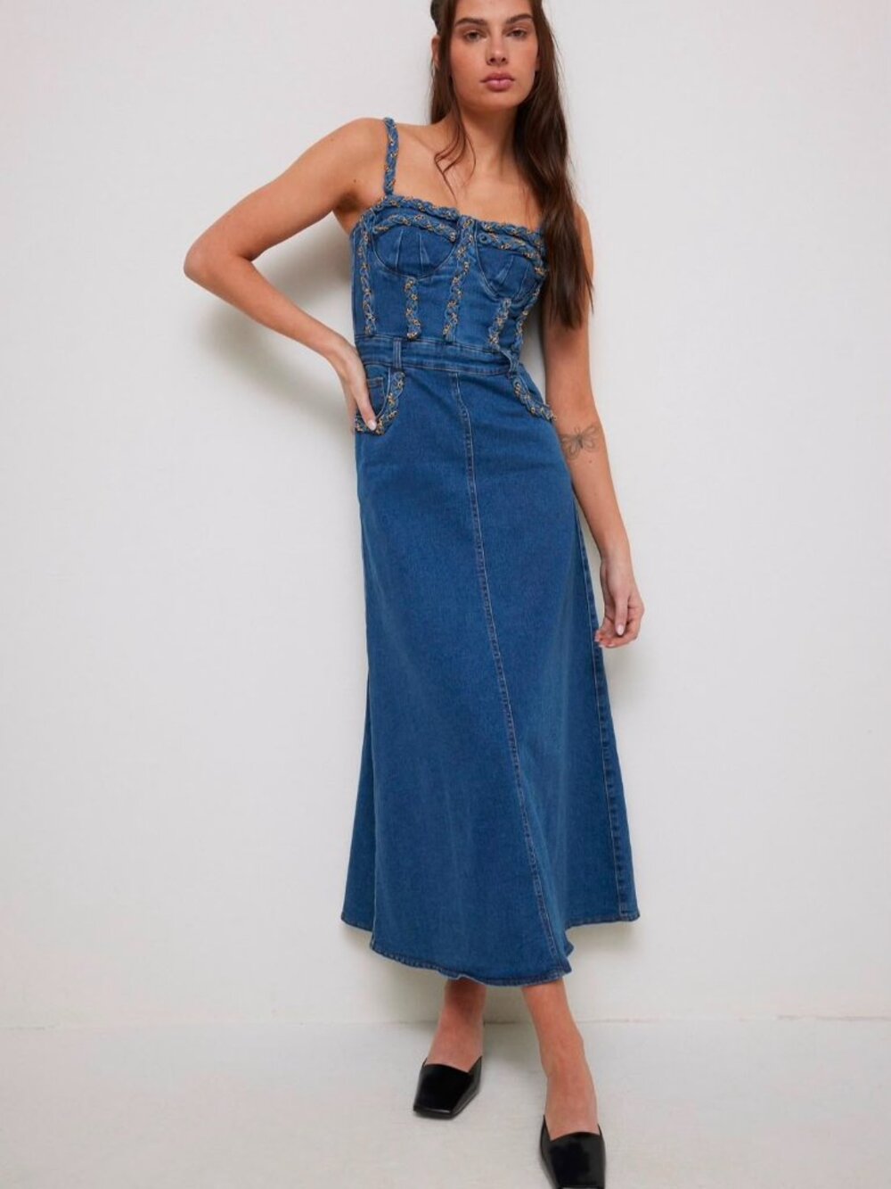 PatBO Braided Denim Midi Dress - Size 2